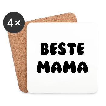 Beste Mama Schwarz - Untersetzer (4er-Set) - Weiß - Vorne