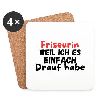 Friseurin weil ich es drauf habe / Haare scheiden - Untersetzer (4er-Set) - Weiß - Vorne