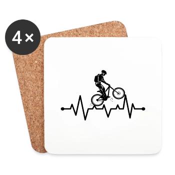 Heart Beat Mountain Bike Man Humor Mountain Bike - Coasters (set of 4) - white - Front