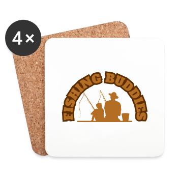 Un père de copains de pêche avec son fils Brown - Dessous de verre (lot de 4) - blanc - Devant