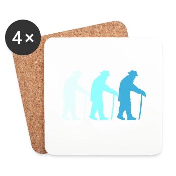Silhouette de l’équipe des trois grands-pères à la retraite - Dessous de verre (lot de 4) - blanc - Devant