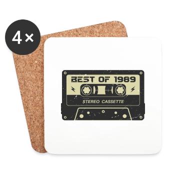 Retro cassette tape 1989 vintage 1989 birthday 1989 - Coasters (set of 4) - white - Front