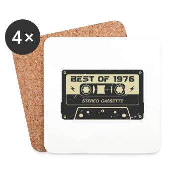 Retro cassette tape 1976 vintage 1976 birthday 1976 - Coasters (set of 4) - white - Front