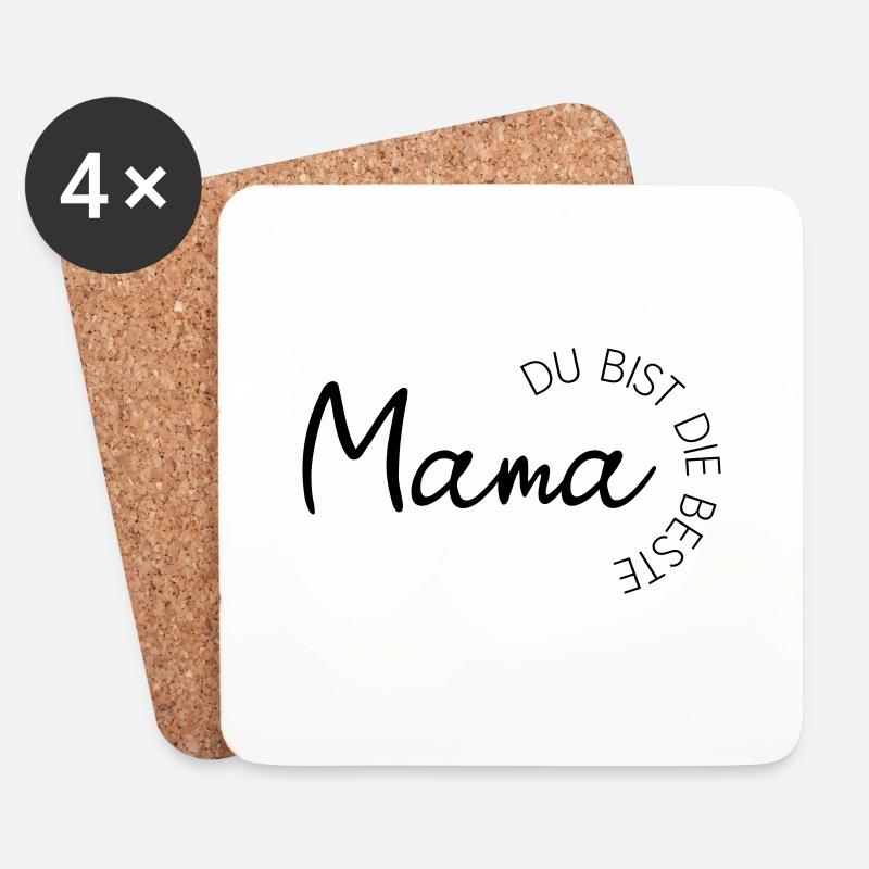 Mama-Liebe Statement - Mama du bist die Beste! - Untersetzer (4er-Set) - Weiß