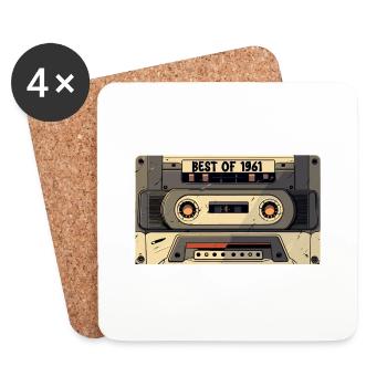 Best of 1961 - Kassette 1961 - Geboren 1961 Geschenk - Untersetzer (4er-Set) - Weiß - Vorne