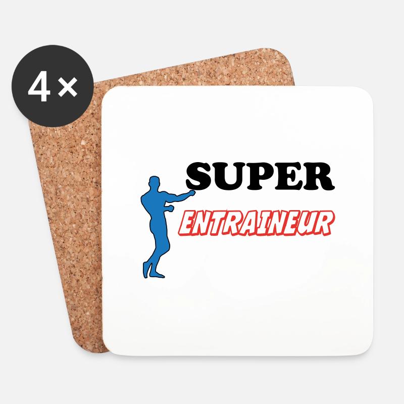 SUPER TRAINER - Coasters (set of 4) - white