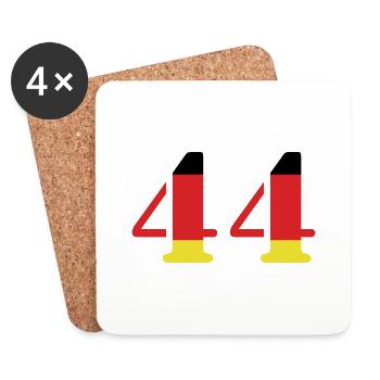 44 Zahl Trikot Deutschland - Untersetzer (4er-Set) - Weiß - Vorne