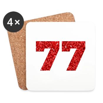Number 77 Red Glitter - 77th Anniversary - Coasters (set of 4) - white - Front