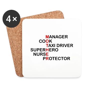 Jobs of a mother - Coasters (set of 4) - white - Front