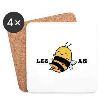 Les Bee An - Fierté lesbienne LGBT - Mais d’abord, - Dessous de verre (lot de 4) - blanc - Devant