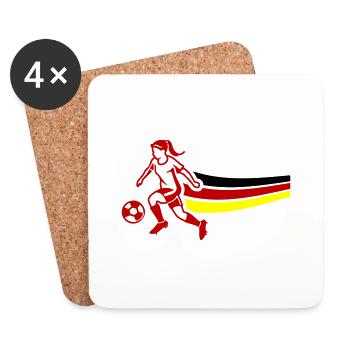 Frau Fussball Deutschland - Untersetzer (4er-Set) - Weiß - Vorne