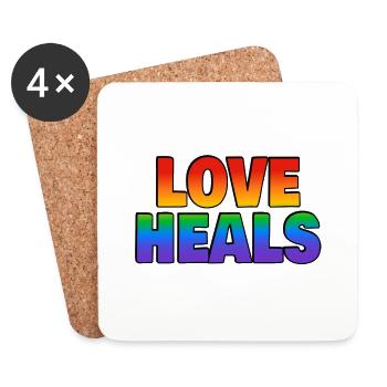 Liebe heilt LGBTQ-Regenbogen - Untersetzer (4er-Set) - Weiß - Vorne