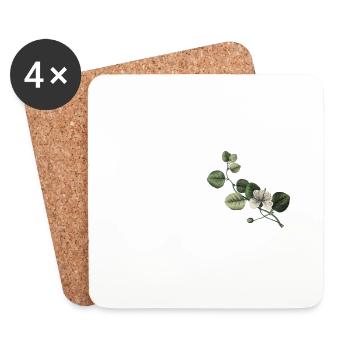 Numéro 58 floral vert - 58e anniversaire floral - Dessous de verre (lot de 4) - blanc - Devant