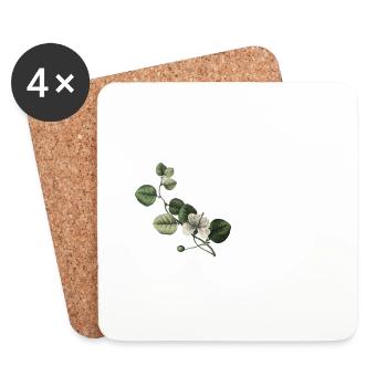 Numéro 84 floral vert - 84e anniversaire floral - Dessous de verre (lot de 4) - blanc - Devant