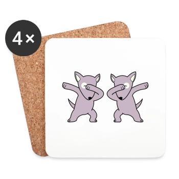 dabbing pour chien - Dessous de verre (lot de 4) - blanc - Devant