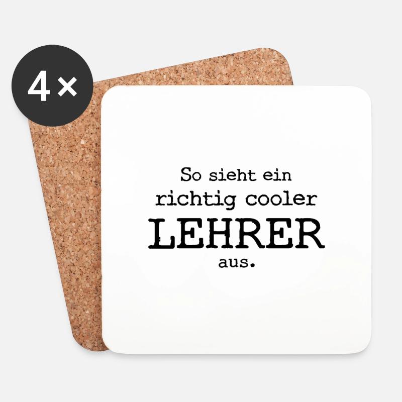 So sieht ein richtig cooler Lehrer aus - Untersetzer (4er-Set) - Weiß