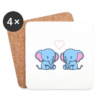 elephant love - Untersetzer (4er-Set) - Weiß - Vorne