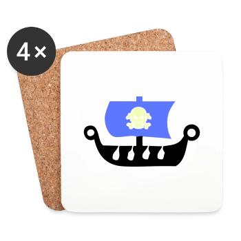 pirate ship - Coasters (set of 4) - white - Front