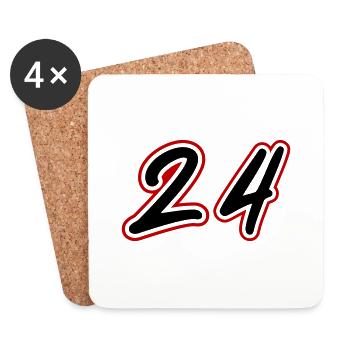 24 Symbole numérique - Dessous de verre (lot de 4) - blanc - Devant