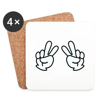 peace hand 2 - Untersetzer (4er-Set) - Weiß - Vorne