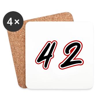 42 Symbole numérique - Dessous de verre (lot de 4) - blanc - Devant