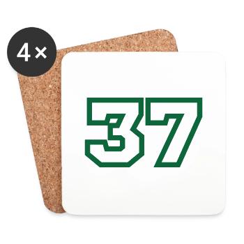 Number 37 green sport - Coasters (set of 4) - white - Front