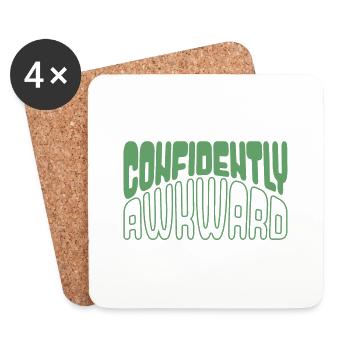 Confidently awkward in green - Coasters (set of 4) - white - Front