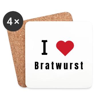 I love Bratwurst - Coasters (set of 4) - white - Front