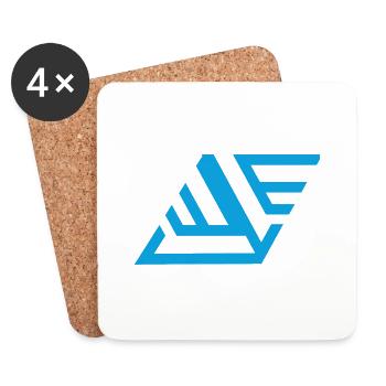 "geometrischem Print Blau" - Untersetzer (4er-Set) - Weiß - Vorne