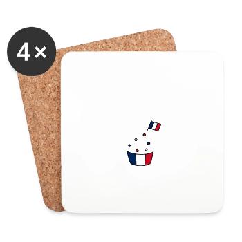 FRANCE drapeau et emblème de la France. Supporter - Dessous de verre (lot de 4) - blanc - Devant