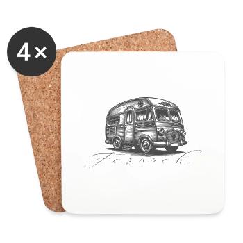 Retro Campervan "Fernweh" - Untersetzer (4er-Set) - Weiß - Vorne