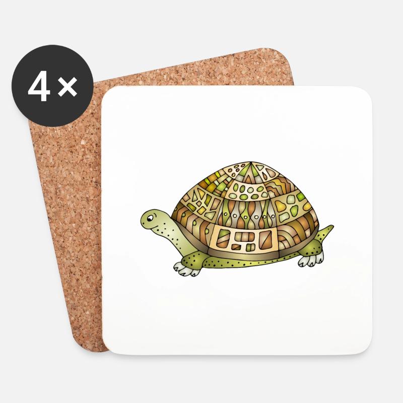 Schildkröte - Untersetzer (4er-Set) - Weiß