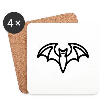 Contour de chauve-souris mystique pour Halloween - Dessous de verre (lot de 4) - blanc - Devant
