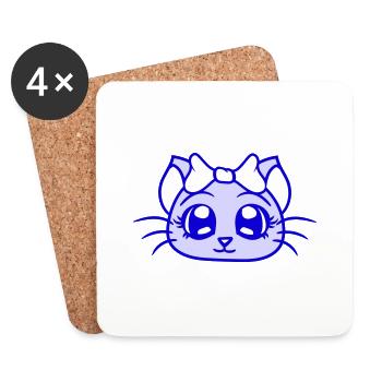 mignon fille chat jolie arc femme femme - Dessous de verre (lot de 4) - blanc - Devant