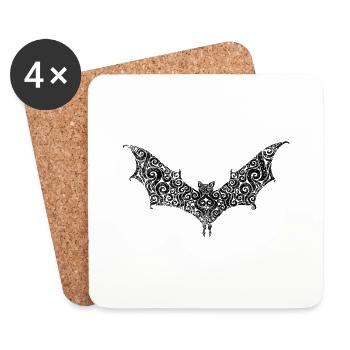 Chauve-souris (ornée) - Dessous de verre (lot de 4) - blanc - Devant