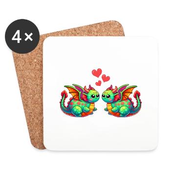 L’amour du dragon - Dessous de verre (lot de 4) - blanc - Devant