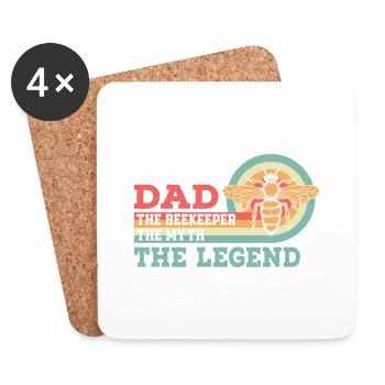 Dad The Beekeeper The Myth The Legend Apiarist Bee - Untersetzer (4er-Set) - Weiß - Vorne