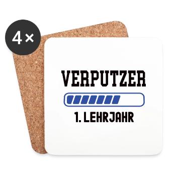 Ausbildung Verputzer 1. Lehrjahr Verputzerlehre - Untersetzer (4er-Set) - Weiß - Vorne