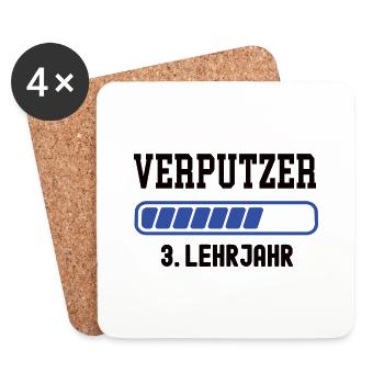 Ausbildung Verputzer 3. Lehrjahr Verputzerlehre - Untersetzer (4er-Set) - Weiß - Vorne