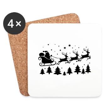 Santa Claus Sleigh Reindeer Santa Silhouette - Coasters (set of 4) - white - Front