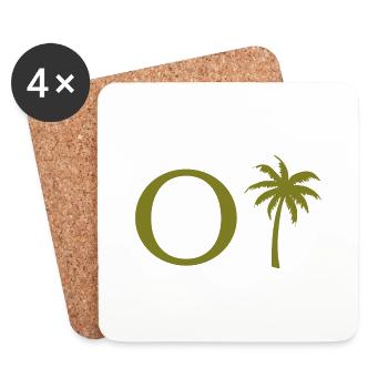 Lettre o vert Palm - Dessous de verre (lot de 4) - blanc - Devant