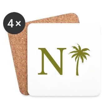 Letter n Green Palm - Coasters (set of 4) - white - Front
