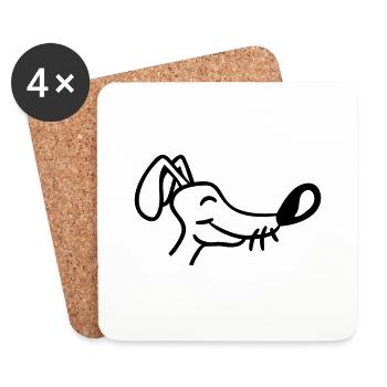 Visage de chien Petit chiot heureux Animal de compagnie - Dessous de verre (lot de 4) - blanc - Devant