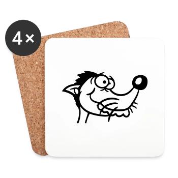 Chien a l’air stupide gars drôle stupide fou drôle - Dessous de verre (lot de 4) - blanc - Devant