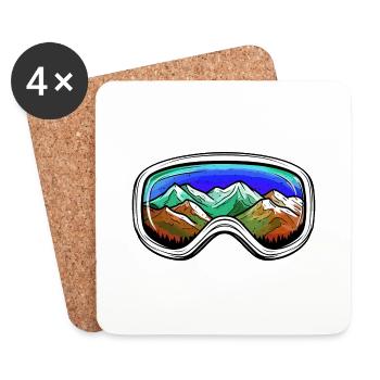 Lunettes de ski Montagnes Piste - Dessous de verre (lot de 4) - blanc - Devant