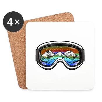 Ski Brille Symbol Berge Piste - Untersetzer (4er-Set) - Weiß - Vorne