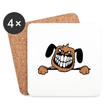 chien monstre méchant dangereux dents sourire sourire - Dessous de verre (lot de 4) - blanc - Devant