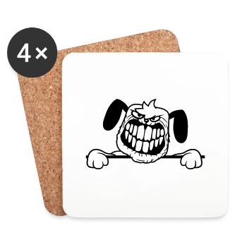 chien monstre méchant dangereux dents sourire sourire - Dessous de verre (lot de 4) - blanc - Devant