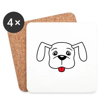 Dog Sticking Out Tongue Naughty Puppy Pet - Coasters (set of 4) - white - Front