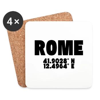 Rome - Design mit Koordinaten - Untersetzer (4er-Set) - Weiß - Vorne